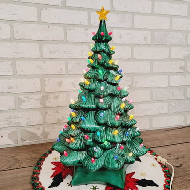 Vintage 19" Holland Mold Musical Ceramic Christmas Tree 