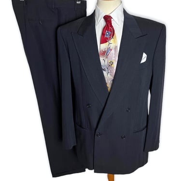 Vintage GIORGIO ARMANI Double-Breasted Wool 2pc Suit ~ 41 Long ~ jacket / blazer / sport coat / pants ~ Made in Italy ~ 40 to 42 