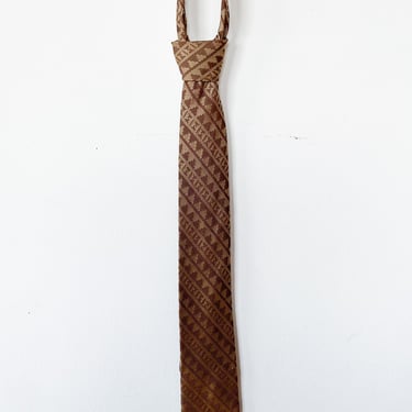 Brown and Gold Triangle Print Tie