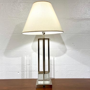 Hollywood Regency Style Nickel + Crystal Table Lamp 