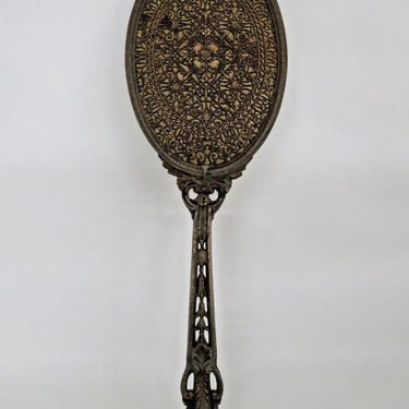 Victorian Filigree Carved Ornate Beveled Hand Held Vanity Mirror 127B