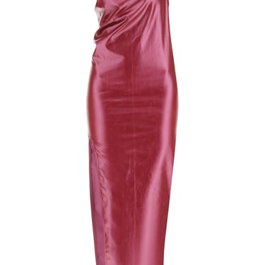 Rick Owens One-Shoulder Long Dress In Laquered Denim Women
