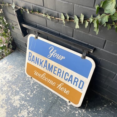 Vintage BankAmeriCard Hanging Doublesided Sign Mid-Century Wall Mount ...