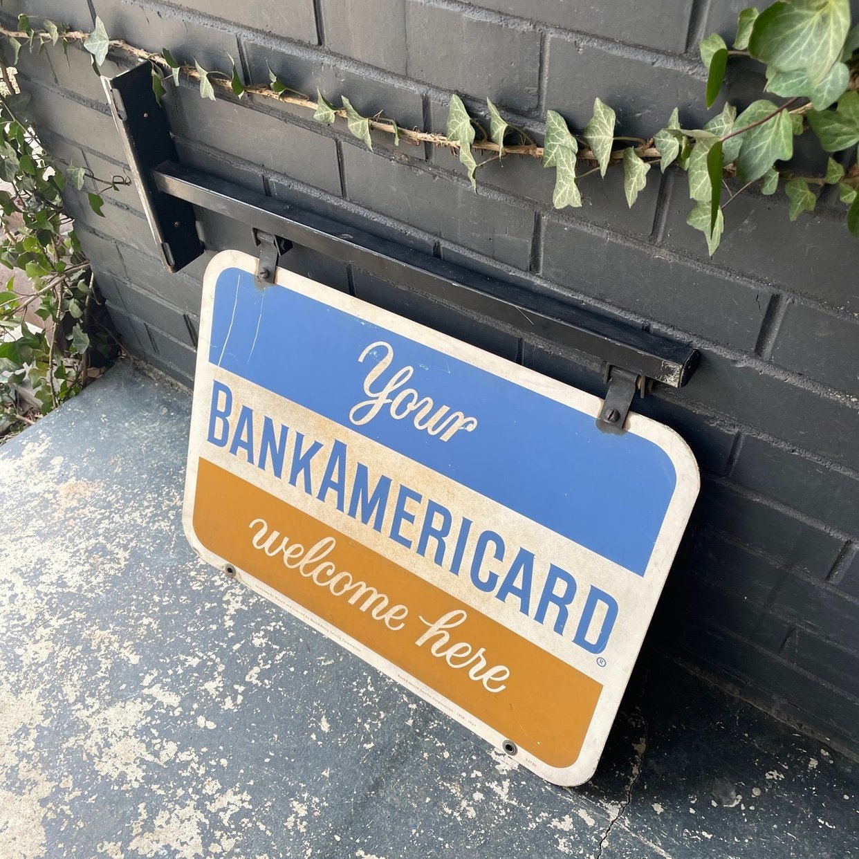 Vintage BankAmeriCard Hanging Doublesided Sign Mid-Century Wall Mount ...