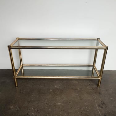 1970s Brass and Glass Console Table 