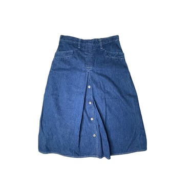 Vintage 70's Mushroom Denim Snap Button Skirt, Talon Zipper, Size 11/12 