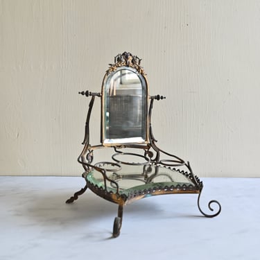 rare Napoleon III french ormolou tabletop vanity mirror