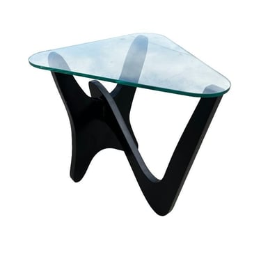 Noguchi Style Biomorphic "Airplane" Side Table w/ Triangle Glass Top 