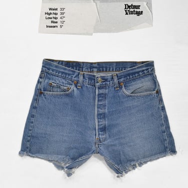 Vintage Levi's 501 Jean Shorts 33” Waist | 100% Cotton Denim | 1980s Made in USA | Tag W38 
