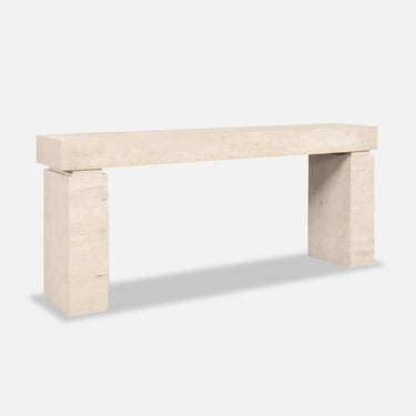 Italian Modernist Travertine Console Table