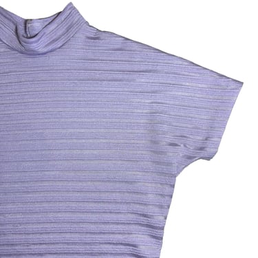 90s Lavender Textured Stripes Mock Neck Top // Size Medium 