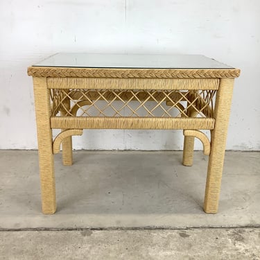 Vintage Henry Link Style Wicker Side or Lamp Table 