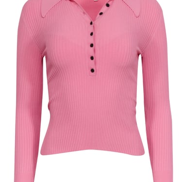A.L.C. - Pink Ribbed Knit Polo Top Sz XS