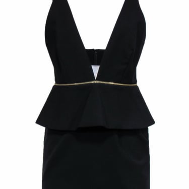 Bec & Bridge - Black Mini Dress w/ Deep V-Neck & Removable Peplum Sz 6
