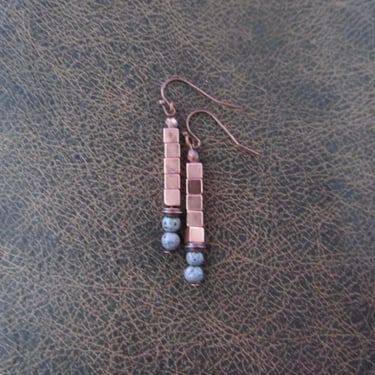 Modern industrial copper earrings 