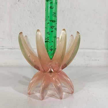 Vintage Lucite Candlestick Pink Atomic German Friedel Ges Gesch Lotus MCM Candle Mid-Century Candleholder Wedding 60s 1960s 