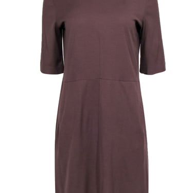 Jil Sander - Brown Cotton Cropped Sleeve Dress Sz 2