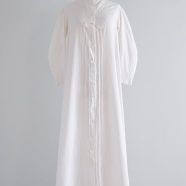 Exquisite 1900’s  Edwardian White Cotton Nightgown / Sz M/L