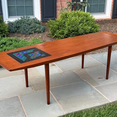 Mid-Century Modern Teak Coffee Table by Arne Hovmand-Olsen – Danish Design with Inlaid Tile 1960’s - Free Shipping 