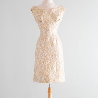 Fabulous Late 1950's Aurora Sequined Gold Glamour Dress / Medium