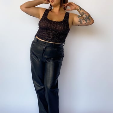 1980s Classic Black Leather Pants, sz. XL