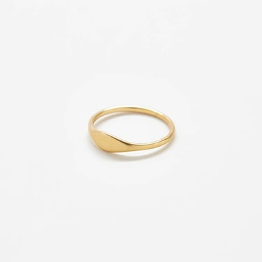 Gold Mini Signet Ring - Tarnish &amp; Water Resistant: 7