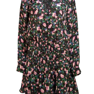Veronica Beard - Black & Multicolor Floral Print Silk Dress Sz 6