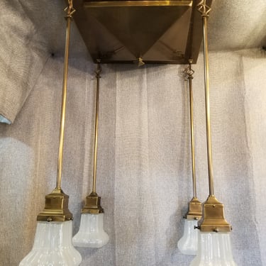 Rejuvenation Brass Craftsman Style 4 Light Chandelier