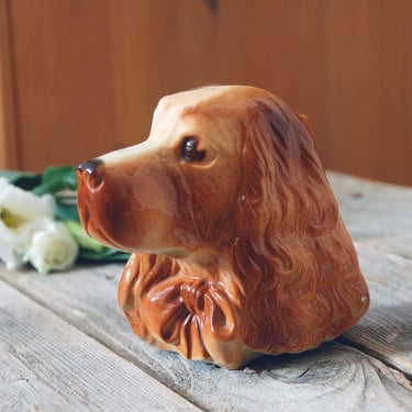 Royal Copley Cocker Spaniel wall pocket planter vase / vintage dog planter / dog figurine / vintage vase / dog gift / vintage head vase 