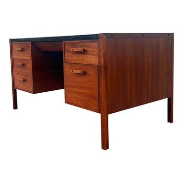 Vintage 1960s Design Craft Walnut Mid Century Executive Desk 