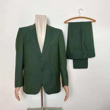 Vintage 1960s Suit 60s Green Sharkskin 