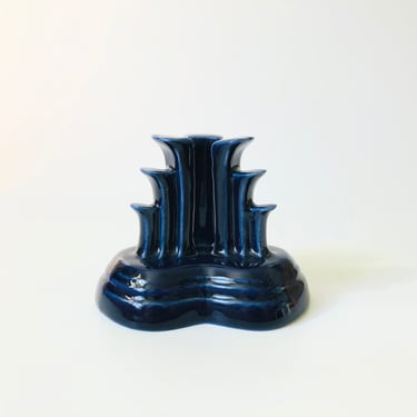 Fiestaware Blue Pyramid Candle Holder 