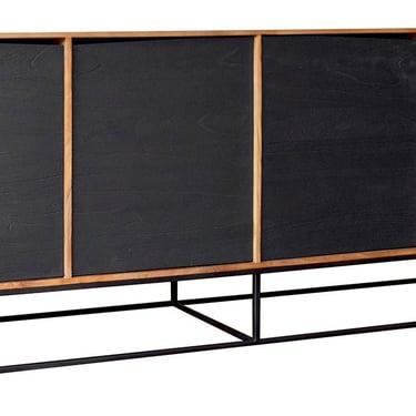 83” Teak Body with mixed Hardwood Doors and Iron Base Sideboard Media Cabinet from Terra Nova Designs 
