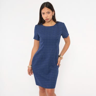 Cobalt Plaid Shift Dress 90s Navy Blue Check | Shop Exile - Tucson, AZ |  ATTIC