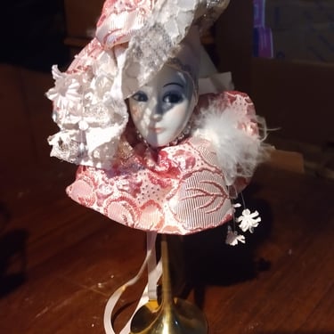 VINTAGE Victorian Decor, Ceramic Doll Head, Jester/Clown Decor 