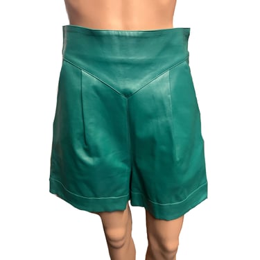 Teal Vegan Leather Shorts, 80s Inspired Shorts, Nastygal Shorts, Unisex Shorts,  Pants, Trendy Shorts, Pleather Shorts, Vegan Leather 