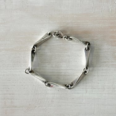 1980s Parker Sterling Silver Modernist Link Bracelet 