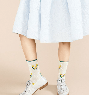 Bountiful Bouquet Crew Socks in Pale Blue