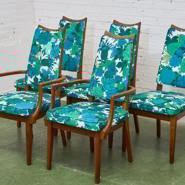 Set of 5 Walnut Drexel Dining Chairs