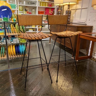 Pair of Original Bar Stools by Arthur Umanoff, Circa 1950s - *Please ask for a shipping quote before you buy. 