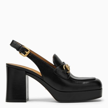 Gucci Black Leather Sabot With Horsebit Women