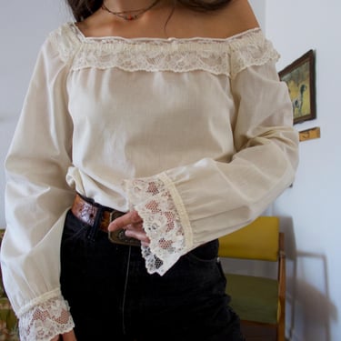 Vintage 70's Carefree Fashions Lace Blouse 