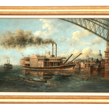 Oil Painting, Steamboat, After John Stobart, St. Louis, Signed, Vintage, 20th C!