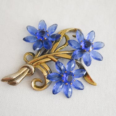 1950s/60s Blue Flower Brooch 