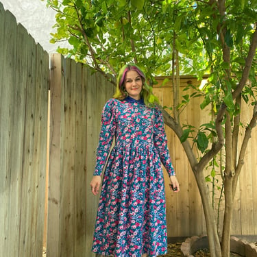 Vintage 1980’s Floral Fleece Dress by Laura Ashley 