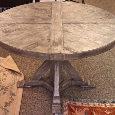 Round Gray Wash Oak Dining Table