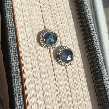 Natural Rosecut Sapphire Studs in Sterling Silver 