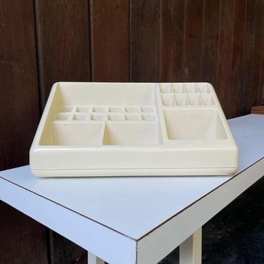 1970s Make-Up Organizer Burtch Barone ABS Plastic Desktop Vintage Mid-Century Storage Desk Art Supplies Holder Caddy 