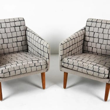 PAIR - Danish Mid Century Modern TEAK + Wool ARMCHAIRS, c. 1960’s 