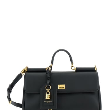 Dolce &amp; Gabbana Black Handbag With Padlock Detail And Adjustable And Removable Shoulder Strap In Leather Woman
